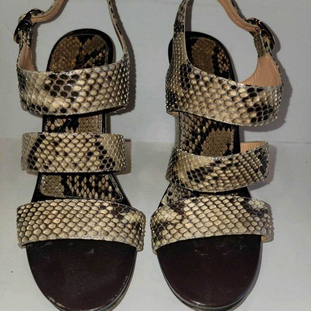 Vintage Sergio Rossi Python Wedge Sandals, 4" Heel - Picture 3 of 6